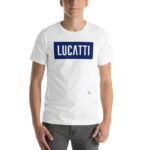 Camiseta estampado rectángulo hombre blanco premium