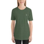 Camiseta básica mujer heather oscuro cuello redondo bordado contraste