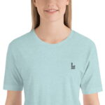 Camiseta básica mujer heather claro cuello redondo bordado contraste