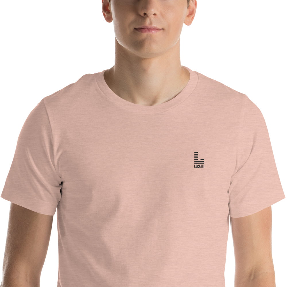 Camiseta básica hombre heather claro cuello redondo bordado contraste