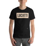 Camiseta estampado rectángulo hombre negro premium