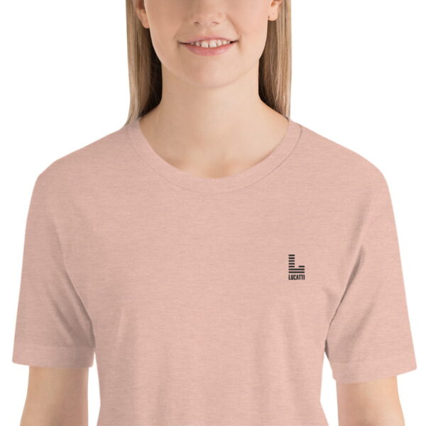 Camiseta básica mujer heather claro cuello redondo bordado contraste
