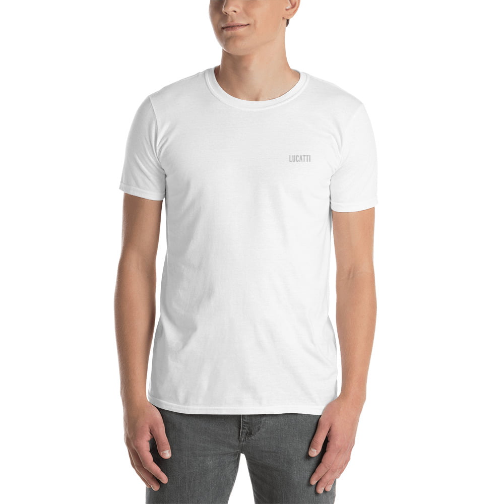 Camiseta básica hombre blanco cuello redondo bordado
