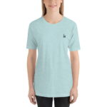 Camiseta básica mujer heather claro cuello redondo bordado contraste