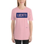 Camiseta estampado rectángulo mujer rosado premium