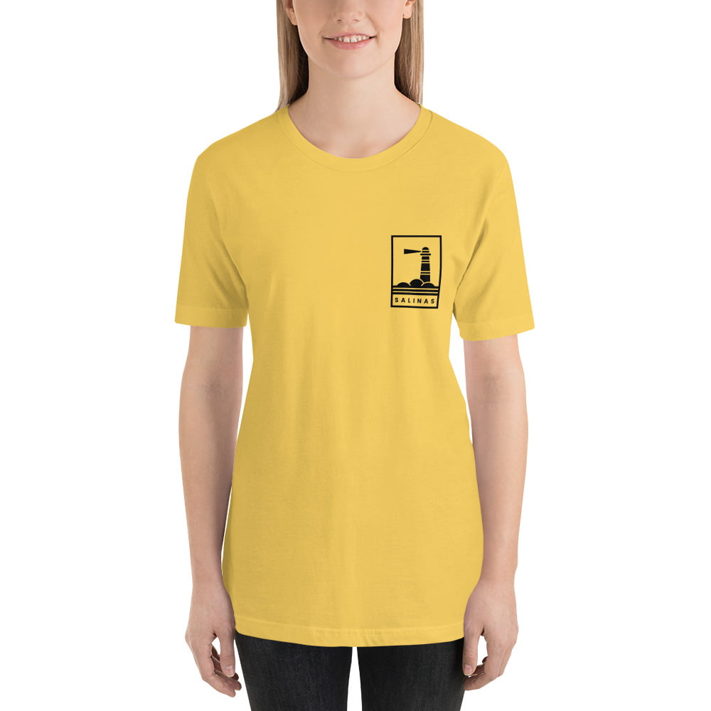 Camiseta color amarillo con estampado de bolsillo Salinas faro mujer