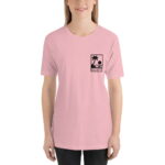 Camiseta rosada con estampado de bolsillo Salinas palmeras mujer