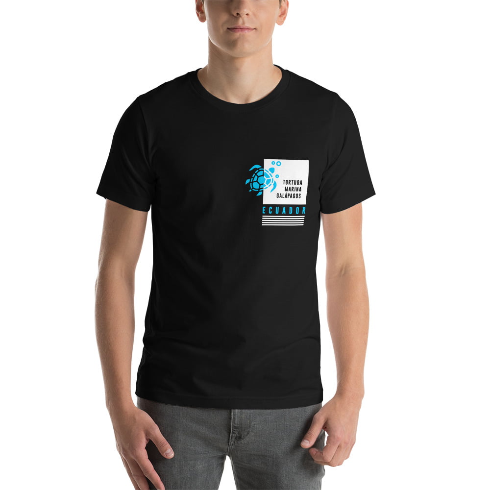 Camiseta con estampado de bolsillo Galápagos tortuga hombre premium color negro