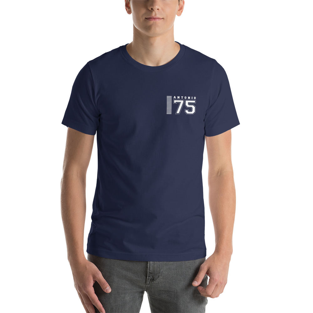 Camiseta personalizada con nombre y numero color azul marino delante