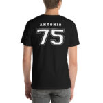 Camiseta personalizada con nombre y numero color negro detras