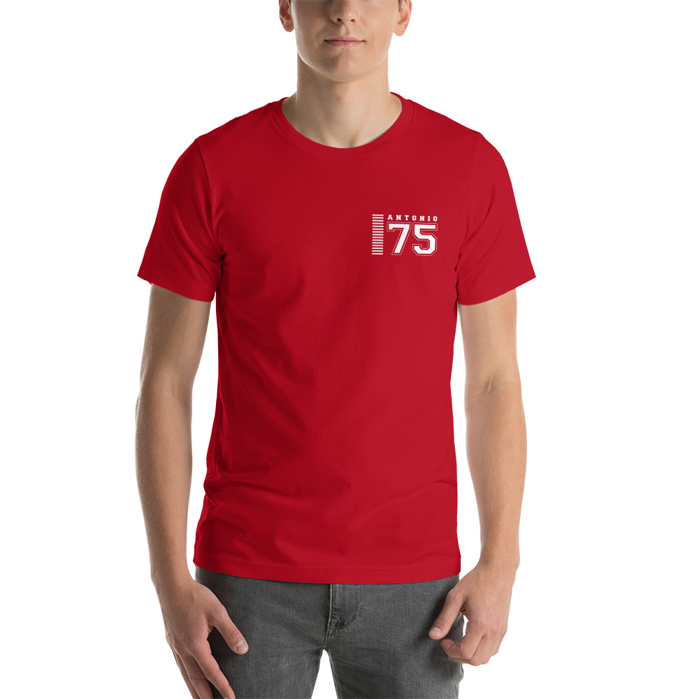 Camiseta personalizada con nombre y numero color rojo delante