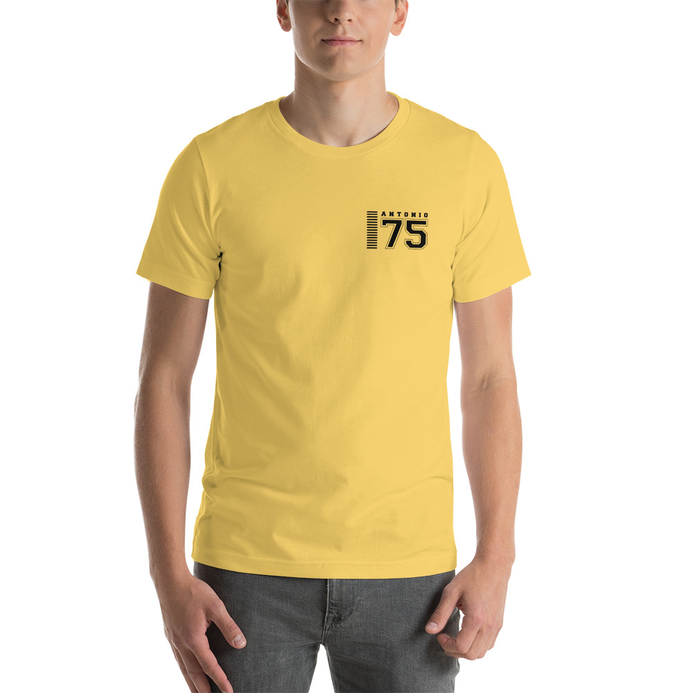 Camiseta personalizada con numero y nombre color amarillo delante