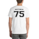 Camiseta personalizada con numero y nombre color blanco detras