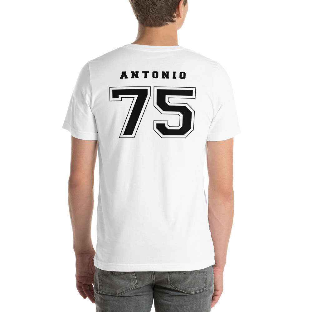 Camiseta personalizada con numero y nombre color blanco detras
