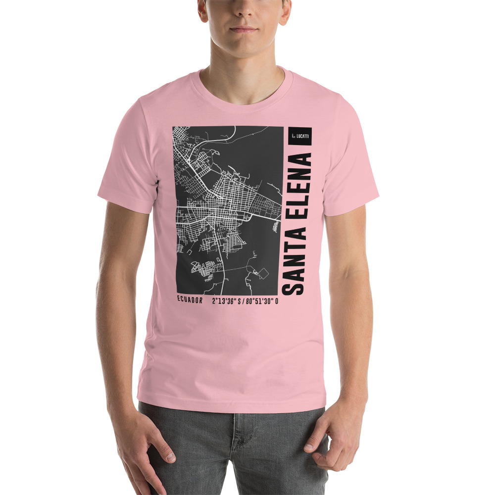 Camiseta con estampado de mapa de Santa Elena Ecuador color rosado