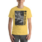 Camiseta con estampado de mapa de Portoviejo color amarillo