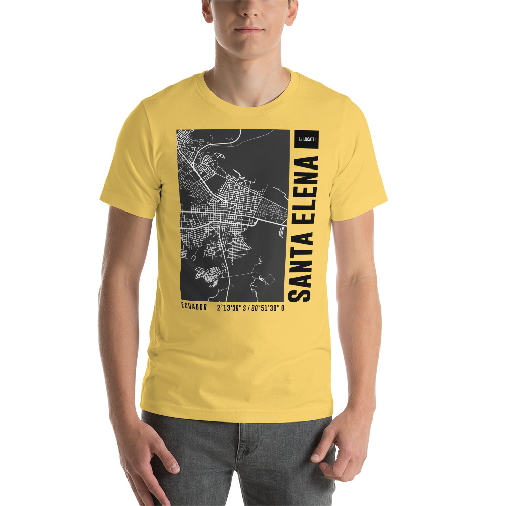 Camiseta con estampado de mapa de Santa Elena Ecuador amarillo