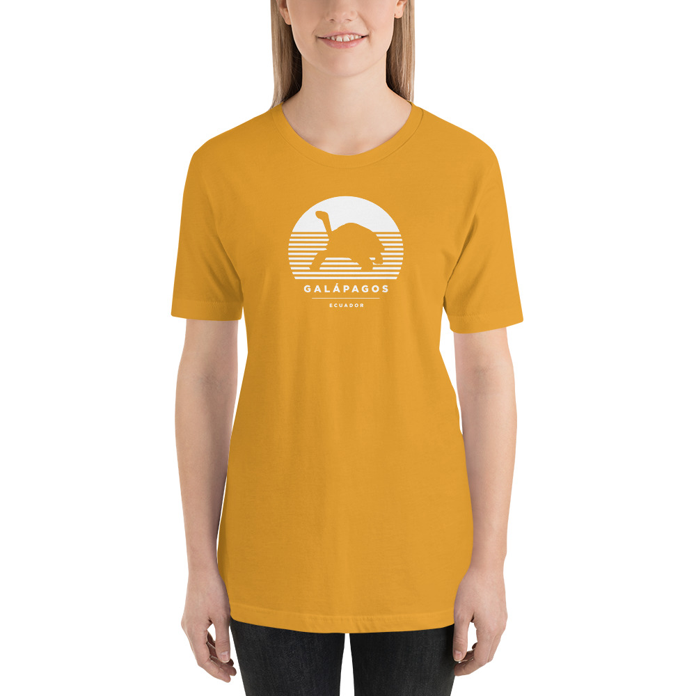 Camiseta de galápagos tortuga terrestre color mostaza mujer